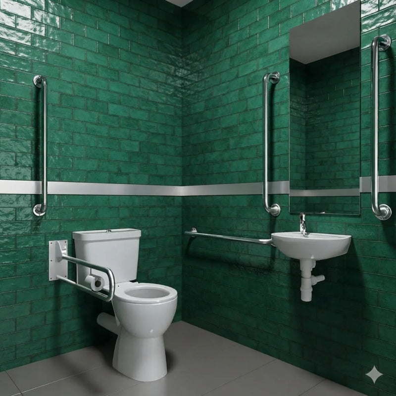 Luxury Doc M Close Coupled Toilet Pack – Rimless WC, Stainless Steel Rails & Push Button Cistern