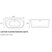 1500mm Orion Back to Wall Freestanding Bathroom Pack inc Vanity Unit