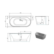 1500mm Orion Back to Wall Freestanding Bathroom Pack inc Vanity Unit