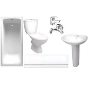 1650mm Rockall Bath Pack with Bath, Toilet, Basin Set, Optional Taps and Wastes, by Bathcenterpro - Bath, Panel, Basin, Toilet, Taps & Waste