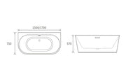 1700mm Orion Back to Wall Freestanding Bathroom Pack inc Vanity Unit