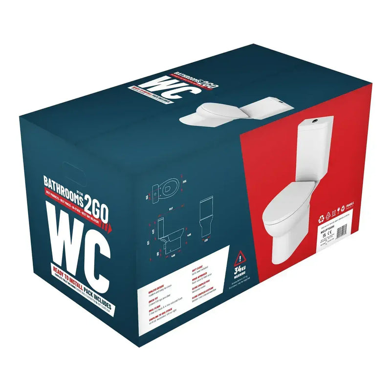 //2Go Close Coupled Rimless WC & Soft Close Seat