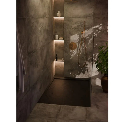 30mm Linear Slate 1200x800mm Rectangular Tray & Waste - Black