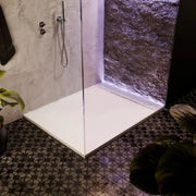 30mm Linear Slate 1200x800mm Rectangular Tray & Waste - White