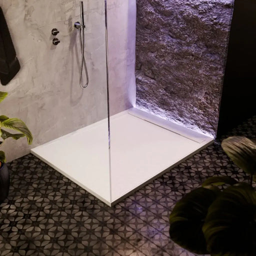 30mm Linear Slate 1200x800mm Rectangular Tray & Waste - White