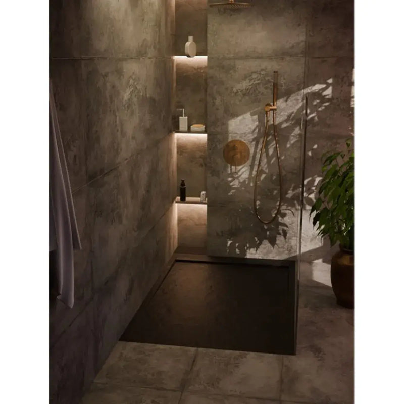 30mm Linear Slate 1400x800mm Rectangular Tray & Waste - Black