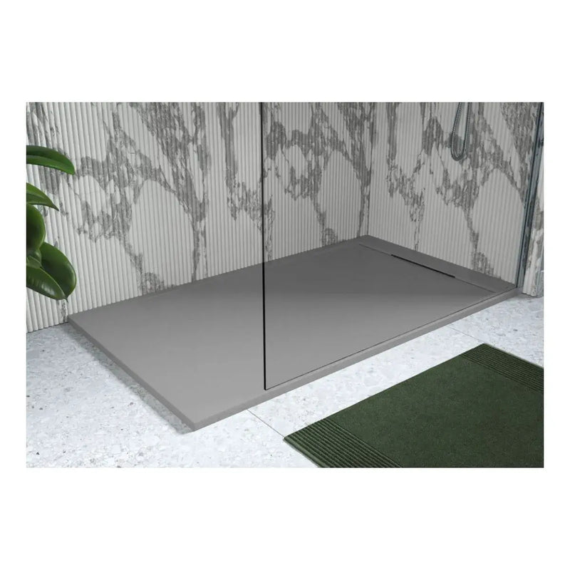 30mm Linear Slate 1600x800mm Rectangular Tray & Waste - Grey