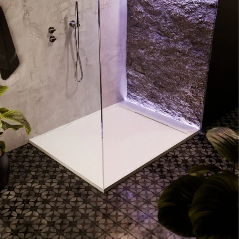30mm Linear Slate 1600x800mm Rectangular Tray & Waste - White