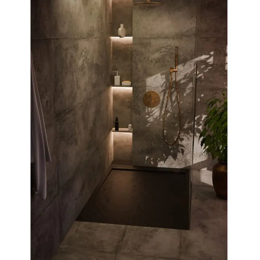 30mm Linear Slate 1700x800mm Rectangular Tray & Waste - Black