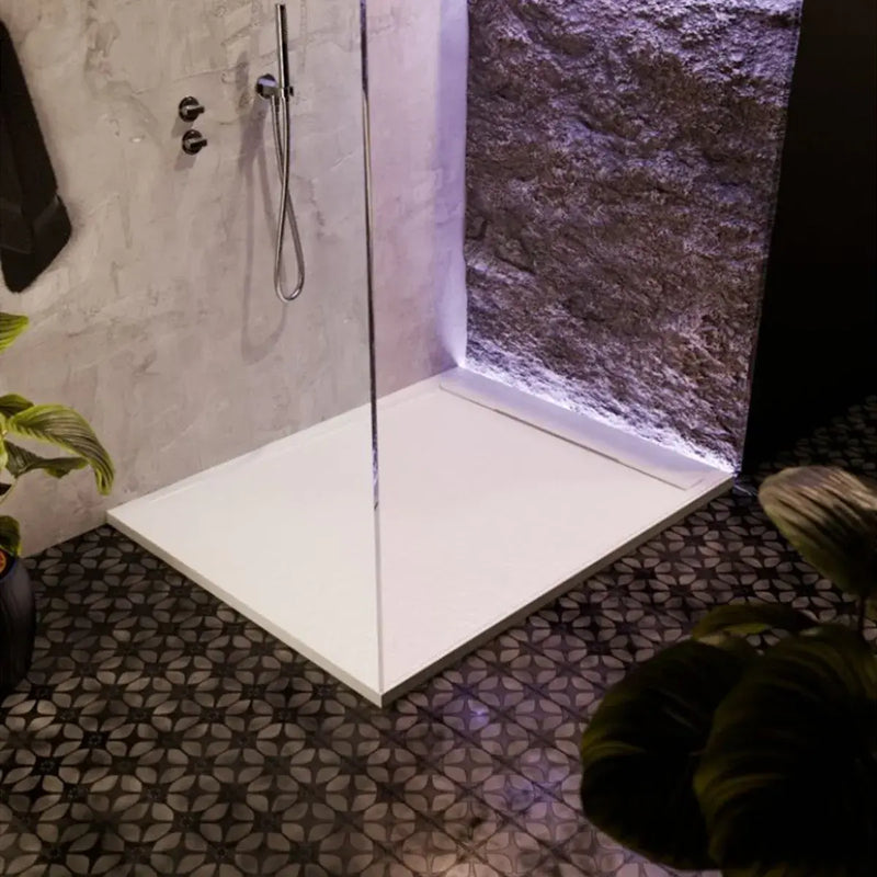 30mm Linear Slate 1700x800mm Rectangular Tray & Waste - White