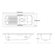 8mm Anti-Slip Bath with Twin Grips 1700x700mm