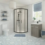 900x900mm Black Quadrant Shower, 2 Door Basin Unit, Toilet, Basin Tap and Shower Mixer Pack