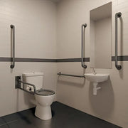Bathcenterpro Doc M Pack with Grey Grab Rails - Push Button Cistern - Grey