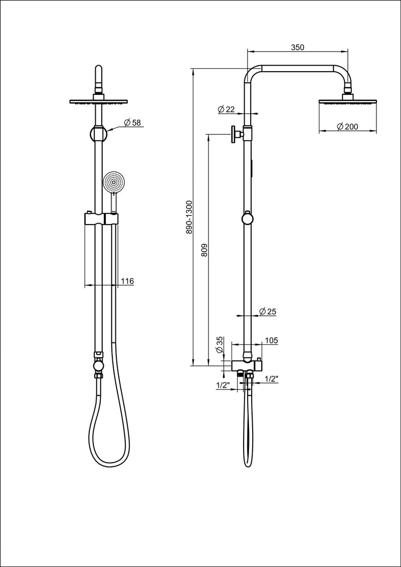 Bathcenterpro Doc M Showering Pack with TMV3 Twin Head Shower Valve