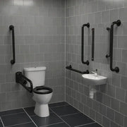 Bathcenterpro Luxury Doc M Pack with Black Grab Rails - Push Button Cistern - Black