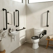 Bathcenterpro Luxury Doc M Pack with Black Grab Rails - Push Button Cistern