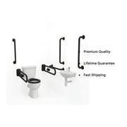 Bathcenterpro Luxury Doc M Pack with Black Grab Rails - Push Button Cistern