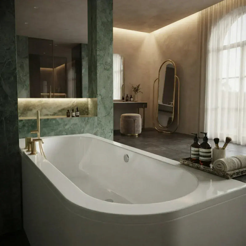 Acrylox One Wall Back To Wall D Bath 1700 x 750mm Acrylox Bath