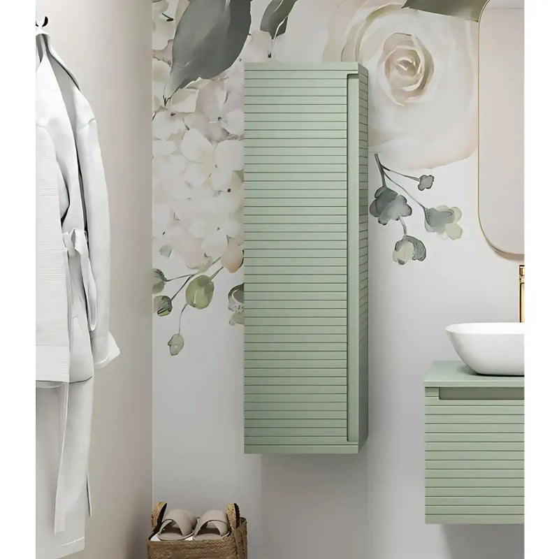 Alight 350mm Wall Hung 1 Door Tall Unit - Matt Willow Green