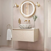 Alight 600mm Wall Hung 1 Drawer Basin Unit & Worktop - Matt Cotton - Vulpecula Basin (460 x 320mm)