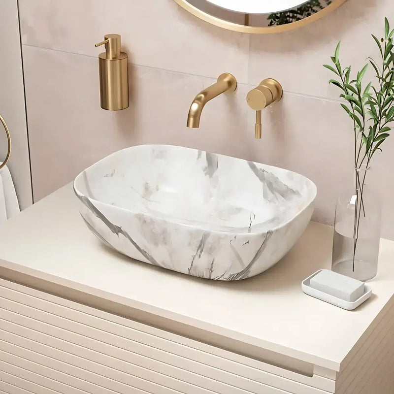 Alight 600mm Wall Hung 1 Drawer Basin Unit & Worktop - Matt Cotton - Flair Designer Basin (460 x 330mm)