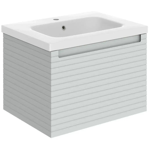 Alight 615mm Fluted 1 Drawer Wall Hung Basin Unit, Matt Grey