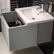 Alight 615mm Fluted 1 Drawer Wall Hung Basin Unit, Matt Grey