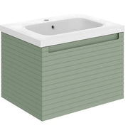 Alight 615mm Fluted 1 Drawer Wall Hung Basin Unit Willow Green