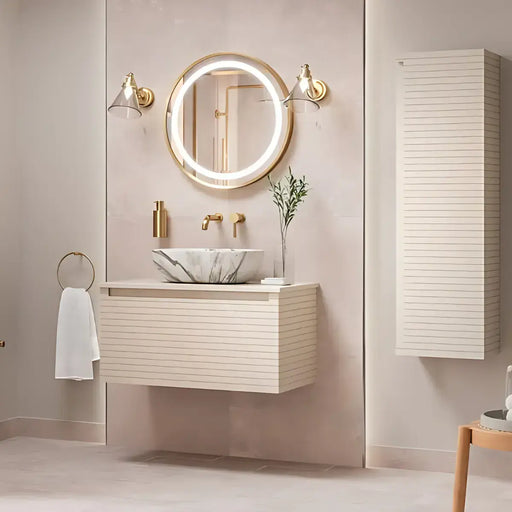 Alight 800mm Wall Hung 1 Drawer Basin Unit & Worktop - Matt Cotton - Vulpecula Basin (460 x 320mm)