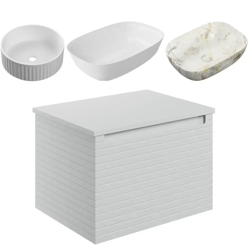 Alight 800mm Wall Hung 1 Drawer Basin Unit & Worktop - Matt Grey - Flair Designer Basin (460 x 330mm)