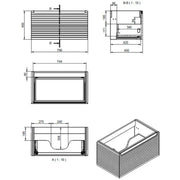 Alight 800mm Wall Hung 1 Drawer Basin Unit & Worktop - Matt Grey - Vulpecula Basin (460 x 320mm)