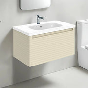 Alight 815mm Fluted 1 Drawer Wall Hung Basin Unit, Matt Cotton