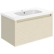 Alight 815mm Fluted 1 Drawer Wall Hung Basin Unit, Matt Cotton