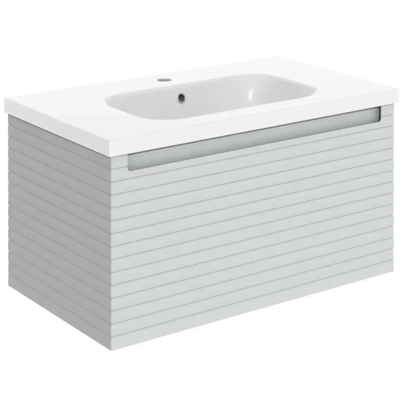 Alight 815mm Fluted 1 Drawer Wall Hung Basin Unit, Matt Grey