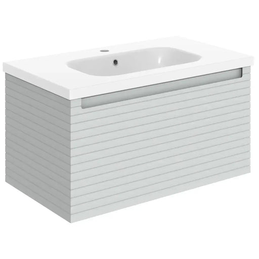 Alight 815mm Fluted 1 Drawer Wall Hung Basin Unit, Matt Grey