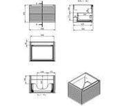 Alight 815mm Fluted 1 Drawer Wall Hung Basin Unit, Matt Grey