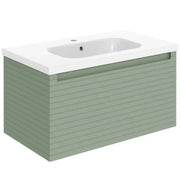 Alight 815mm Fluted 1 Drawer Wall Hung Basin Unit Willow Green