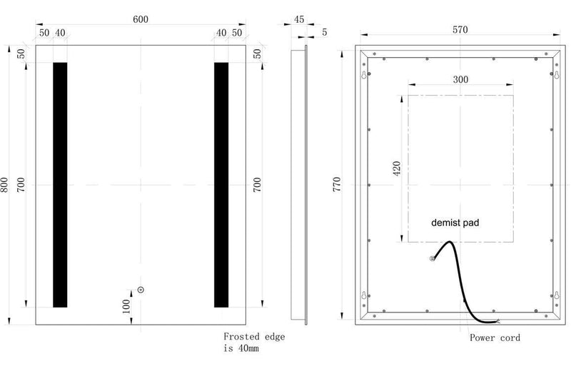 Alton 800x600mm Rectangle LED Mirror