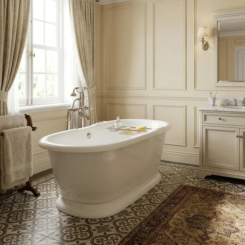 Aquakast Desire Double Ended Freestanding Bath - Stone Resin Reinforced - Integrated Tap Ledge - 1500 x 800mm