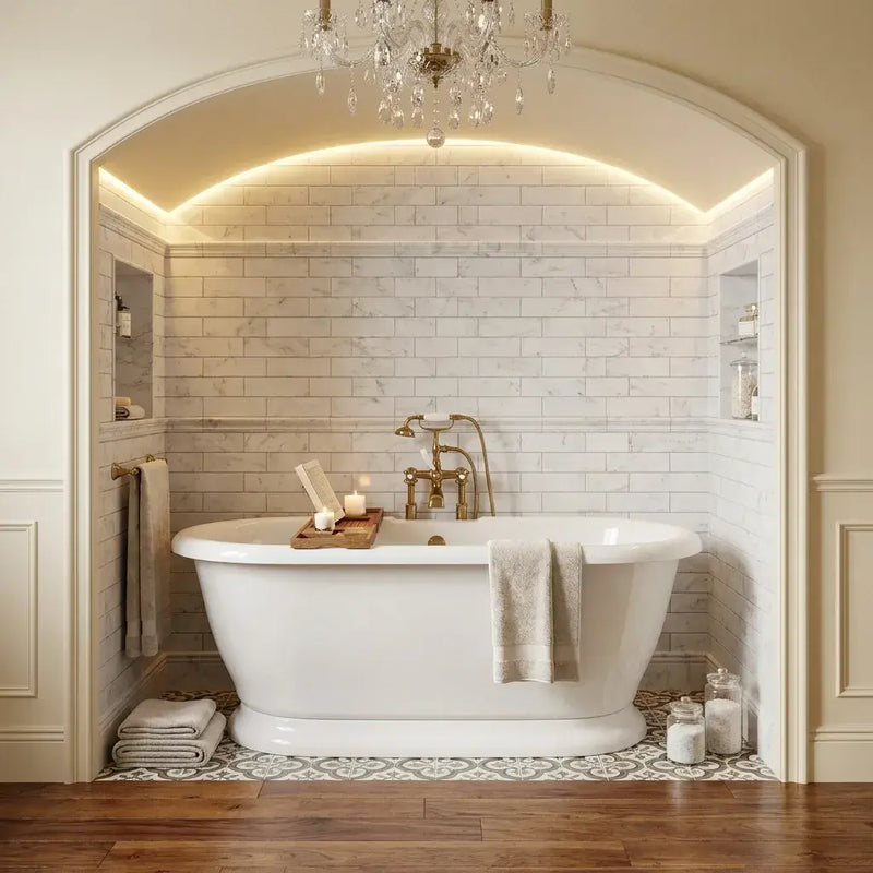 Aquakast Desire Double Ended Freestanding Bath - Stone Resin Reinforced - Integrated Tap Ledge - 1675 x 800mm