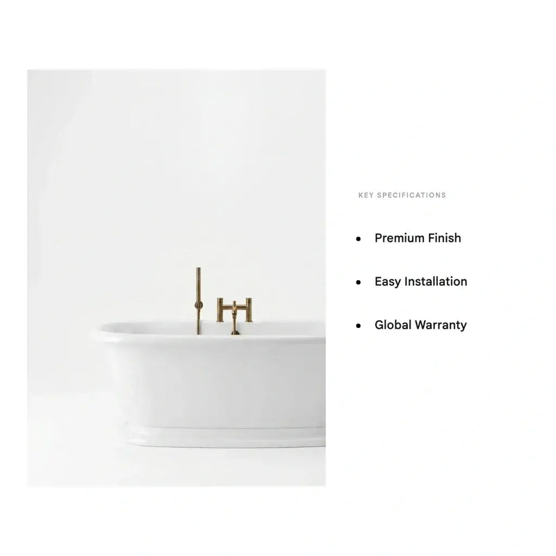 Aquakast Desire Double Ended Freestanding Bath - Stone Resin Reinforced - Integrated Tap Ledge - 1500 x 800mm