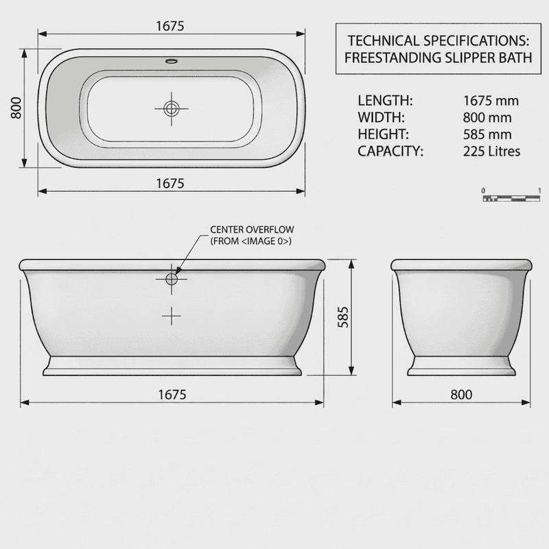 Aquakast Finesse 1675mm x 800mm Timeless Double Ended Bath | Stone Resin Reinforced