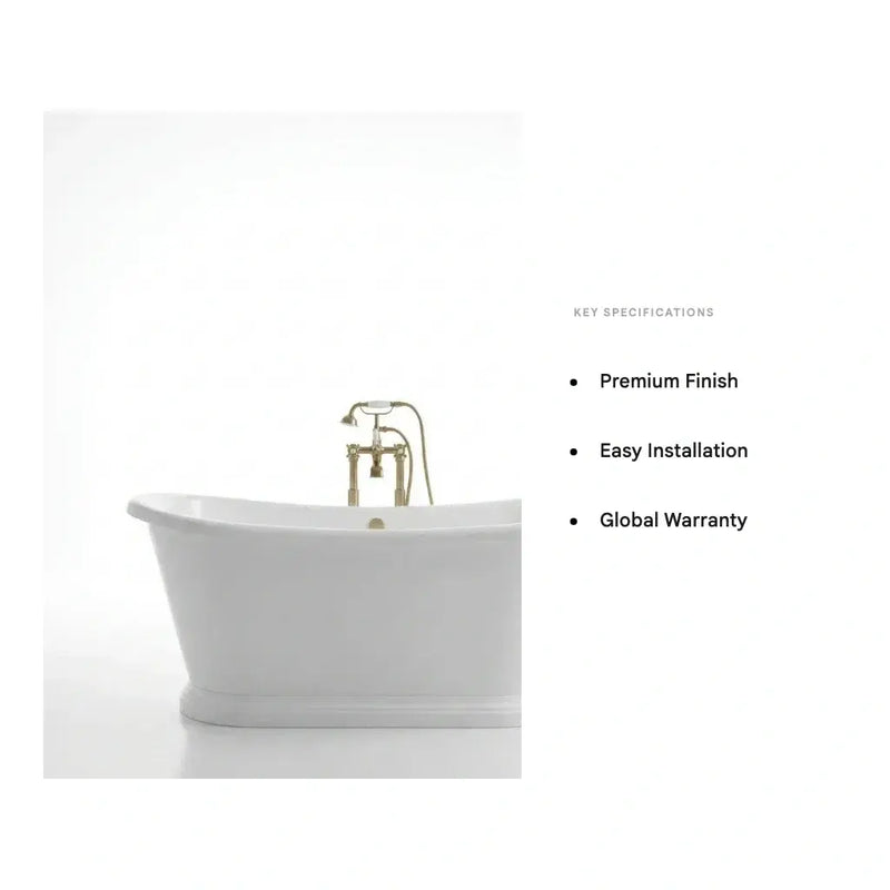 Aquakast Mariner Boat Freestanding Bath | Stone Resin Reinforced Acrylic | Double Ended Luxury - 1800 x 800mm