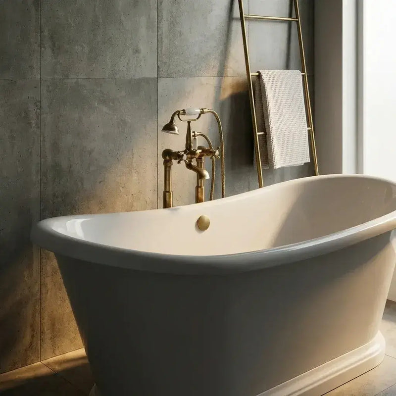 Aquakast Mariner Boat Freestanding Bath | Stone Resin Reinforced Acrylic | Double Ended Luxury - 1580 x 750mm