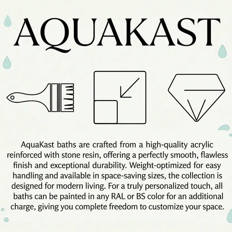 Aquakast Mariner Boat Freestanding Bath | Stone Resin Reinforced Acrylic | Double Ended Luxury - 1580 x 750mm