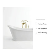 Aquakast Mariner Slipper Freestanding Bath - Stone Resin Reinforced Acrylic - Luxury Single Ended - 1680 x 750mm