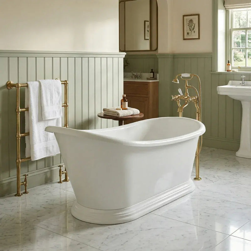 Aquakast Mariner Slipper Freestanding Bath - Stone Resin Reinforced Acrylic - Luxury Single Ended - 1680 x 750mm