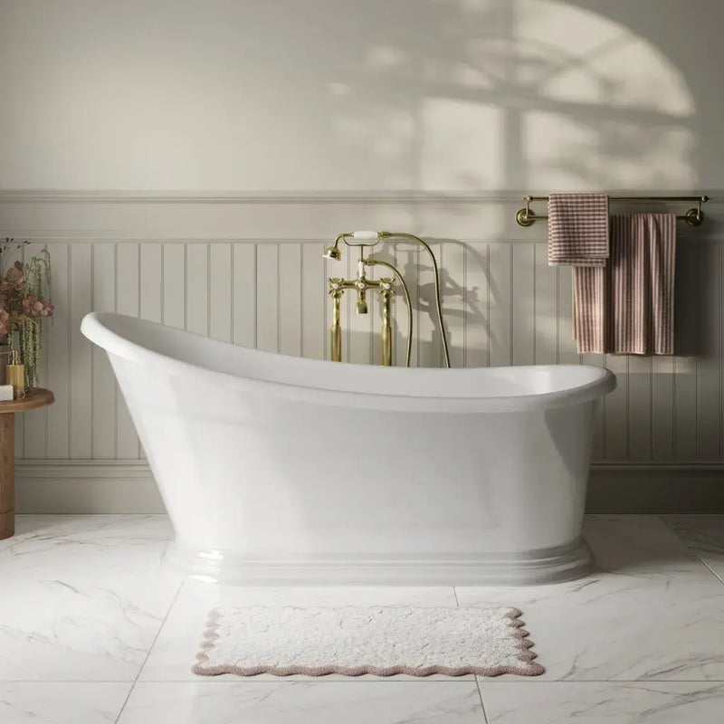 Aquakast Mariner Slipper Freestanding Bath - Stone Resin Reinforced Acrylic - Luxury Single Ended - 1350 x 750mm