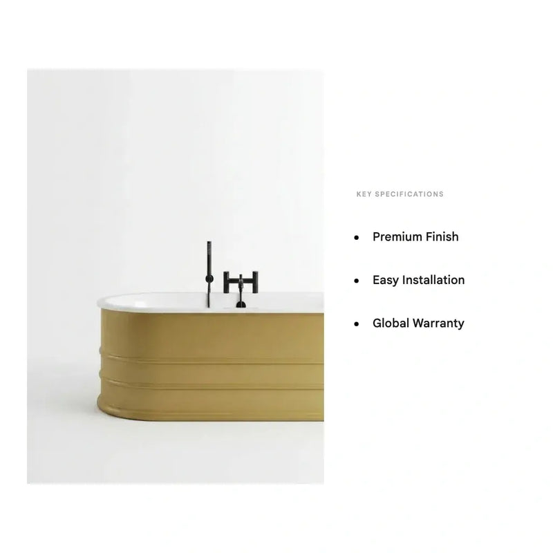 Aquakast Mosoa Freestanding Bath | Hand-Painted Mustard Yellow | Stone Resin Reinforced - 1500 x 800mm