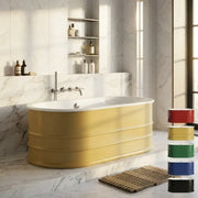 Aquakast Mosoa Freestanding Bath | Hand-Painted Mustard Yellow | Stone Resin Reinforced - 1500 x 800mm